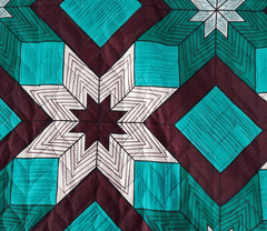 Naqsh-e-Rung – Teal & Maroon Geometric Quilted Bedspread