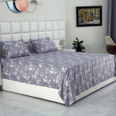 3 PCs Double Bed Sheet-White Rose