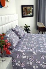 3 PCs Double Bed Sheet-White Rose