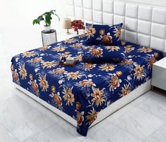 3 PCs Double Bed Sheet-Ethnic Flowers