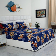 3 PCs Double Bed Sheet-Ethnic Flowers