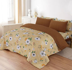 Gulzar-e-narmal Biege Floral Comforter & Quilted Pillow Set 6 Pieces Set