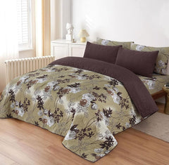 Gul-e-Nazuk Beige Floral Comforter Set 6 Piece