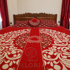Premium_Red_Velvet_Jacquard_Bed_Sheet_Set_-_Elegant_Floral_Design_with_Geometric_Borders