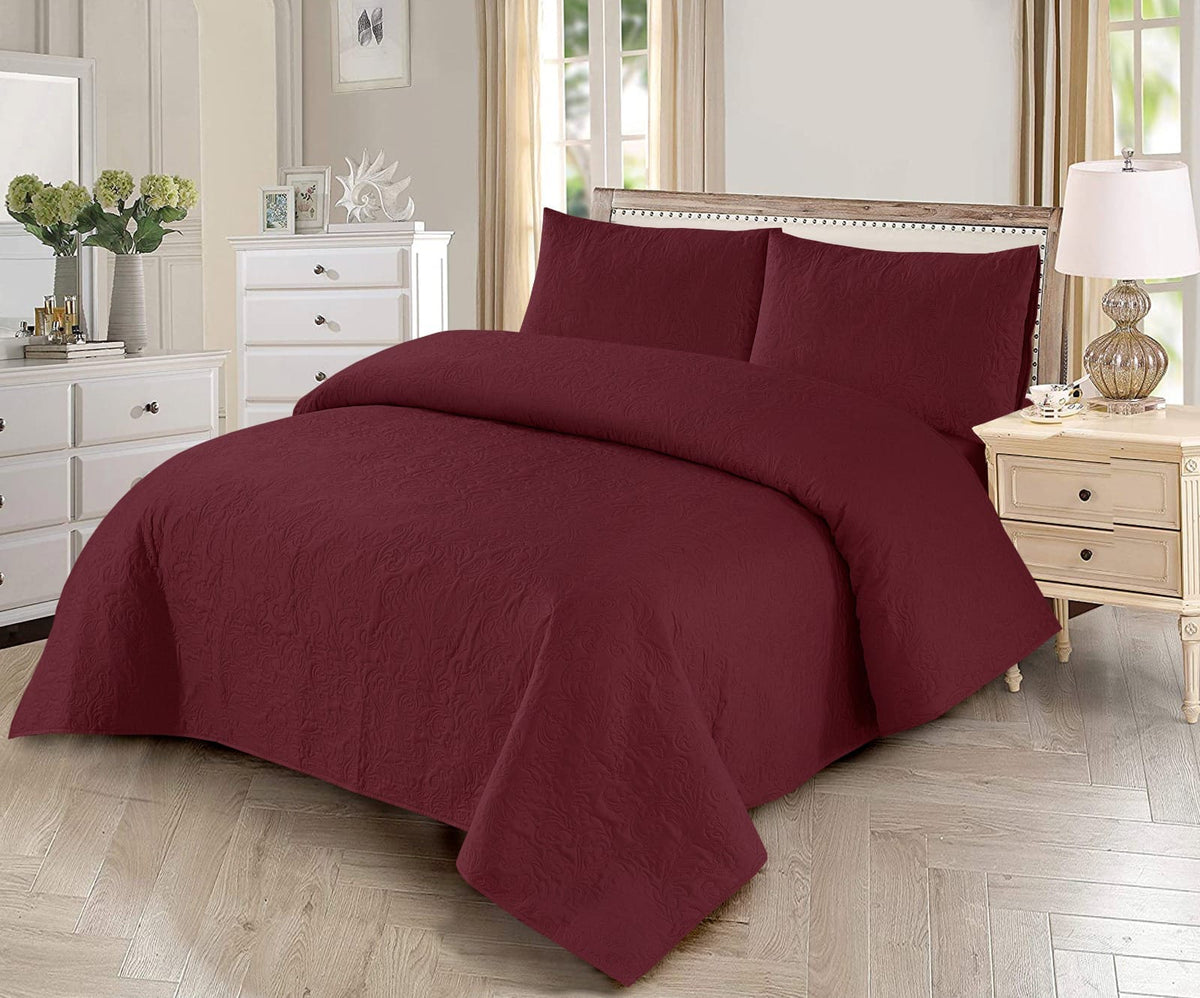 Sukoon-e-Rubīn – Maroon Ultrasonic Quilted Microfiber Bedspread