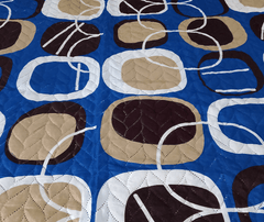Chakkar-e-Rang – Blue, Brown & Beige Interlocking Circle Quilted Microfiber Bedspread