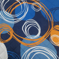 Chakkar-e-Leher – Blue & Orange Geometric Comforter Set (6-Piece Quilted Bedding Collection)