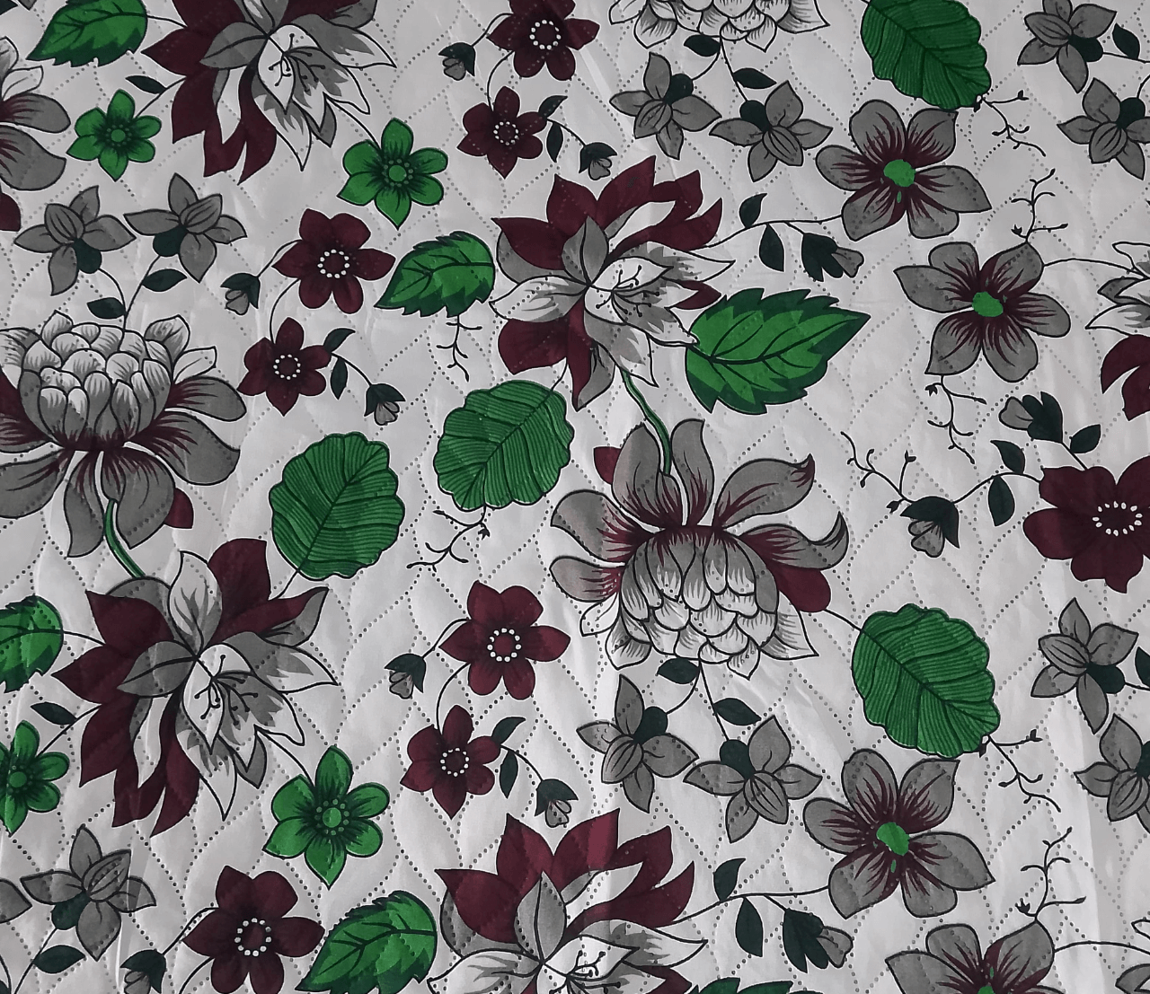 Bagh-e-Sabz – Green & Red Floral  Quilted Microfiber Bedspread