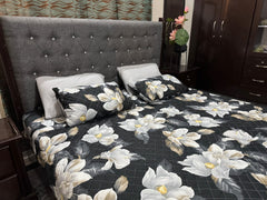 Piloria Dusk Petal – 6-Piece Floral Comforter Set in Black & White