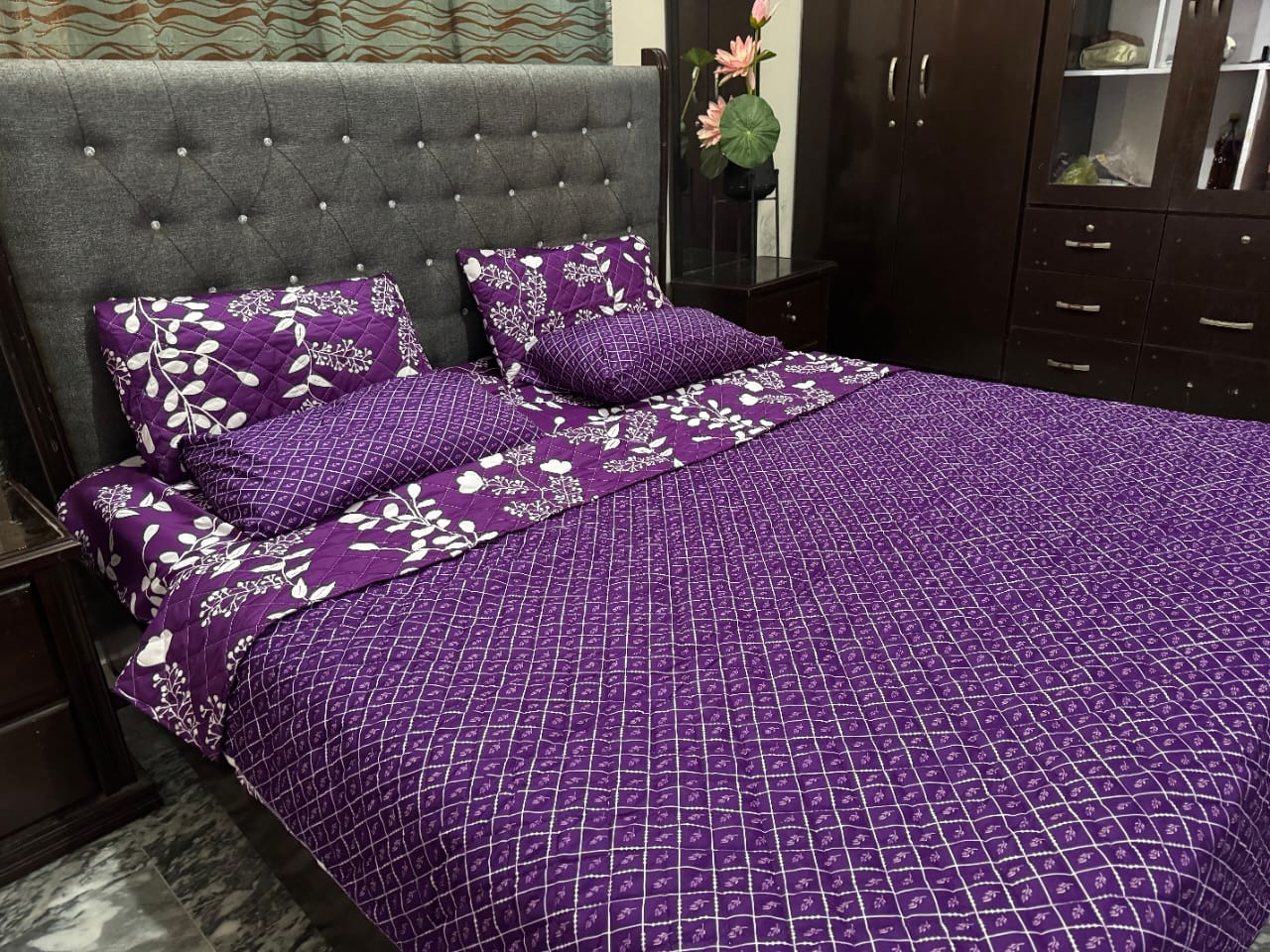 Piloria Twilight Bloom – 6-Piece Purple Floral Comforter Set