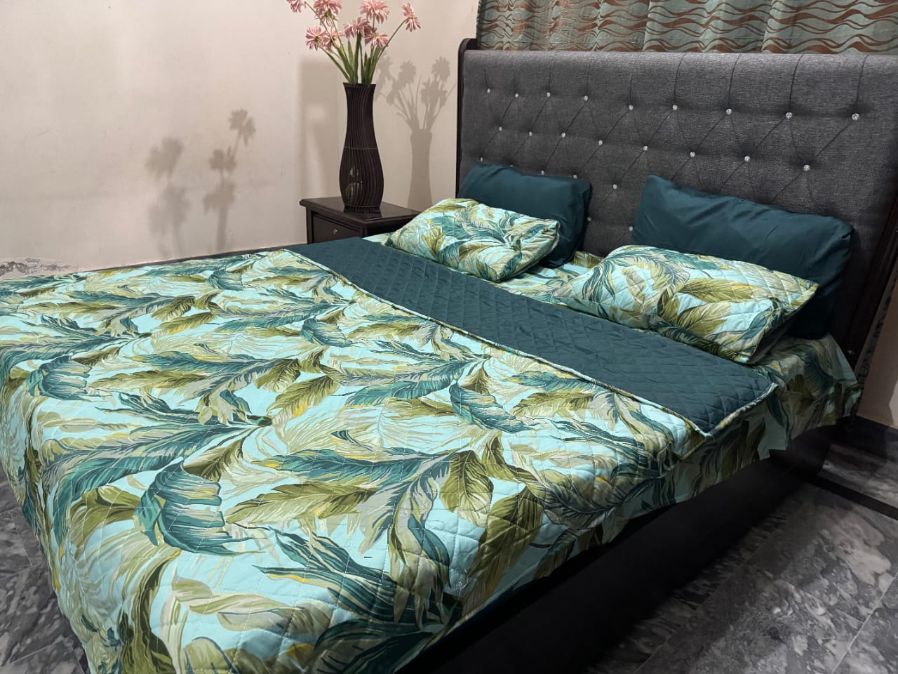 Piloria Rainleaf – 6-Piece Tropical Comforter Set in Teal & Green