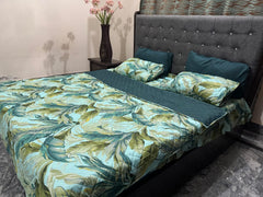 Piloria Rainleaf – 6-Piece Tropical Comforter Set in Teal & Green